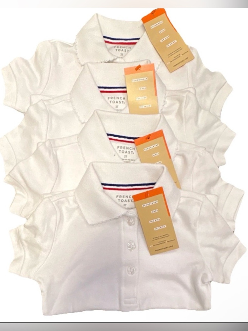 French Toast White Girls' Polo Shirts - Pack of 4 Size 2T